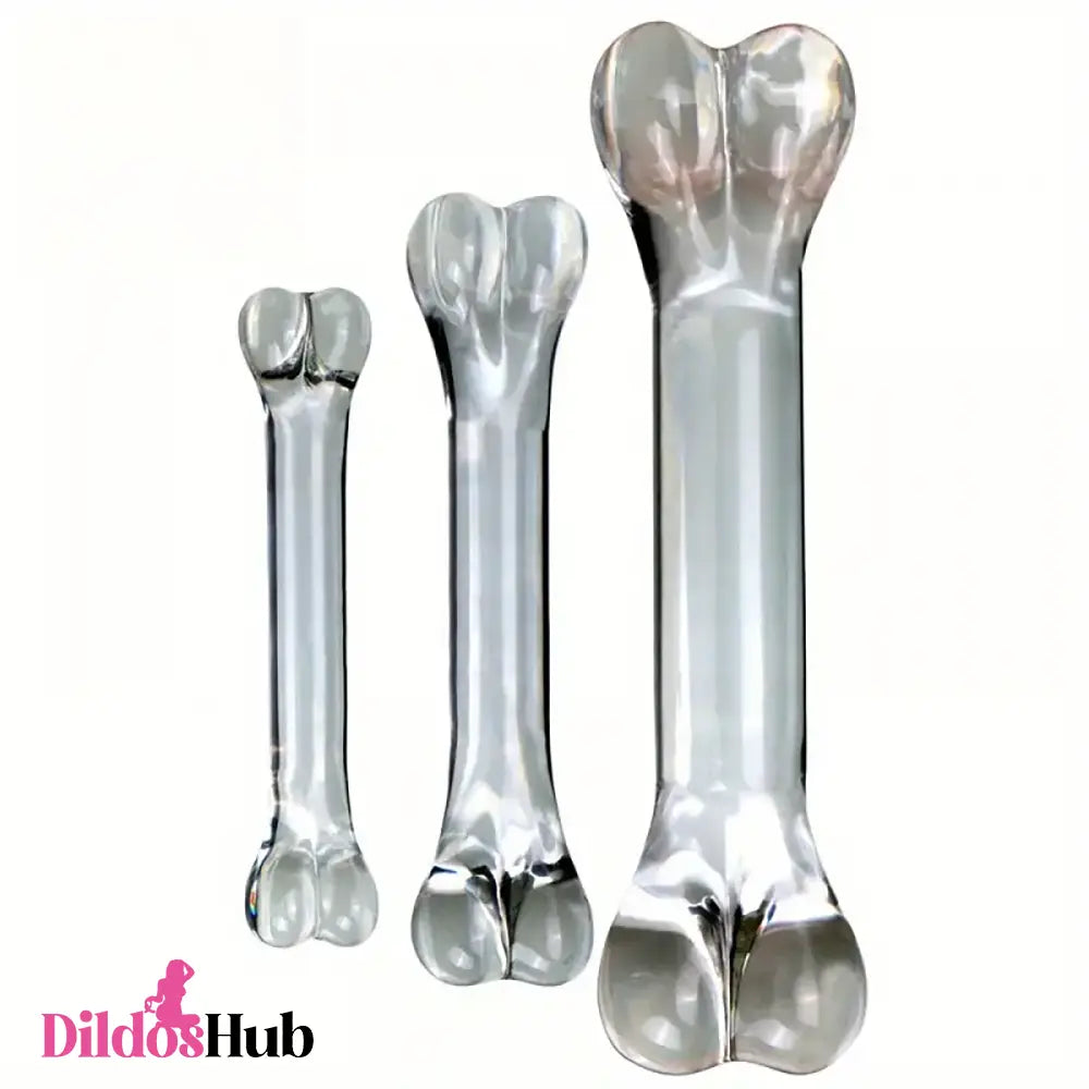 4.92in 6.69in Double-Headed Clear Transparent Glass Anal Plug Cock Dildo