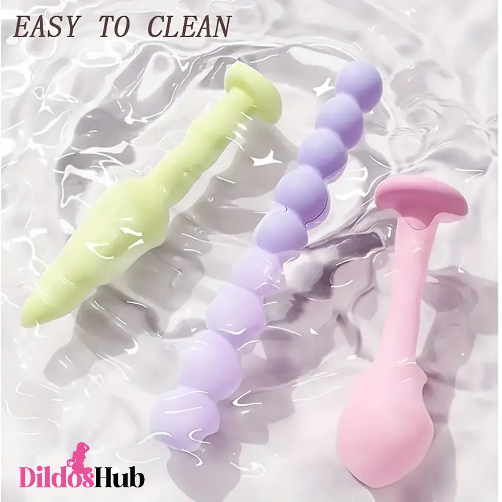 3.62in 4.57in 5.16in Small Anal Beads Soft Silicone Butt Plug Feels Like Dildo