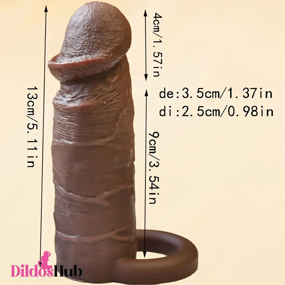 5.11in 6.29in Soft Silicone Small Lifelike Penis Dildo Sleeve Extension Gay