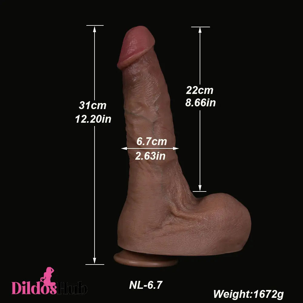 8.26in 11.41in 12.2in Real Skin Feeling Silicone Soft Female Dildo Dual-Use