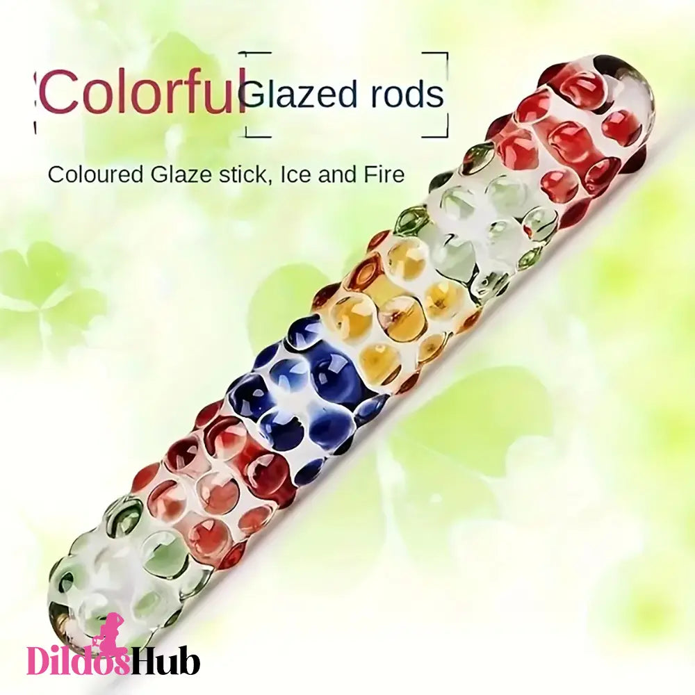 6.89in Glazed Spiked Glass Penis Massage Wand Dildo For Cock Massage