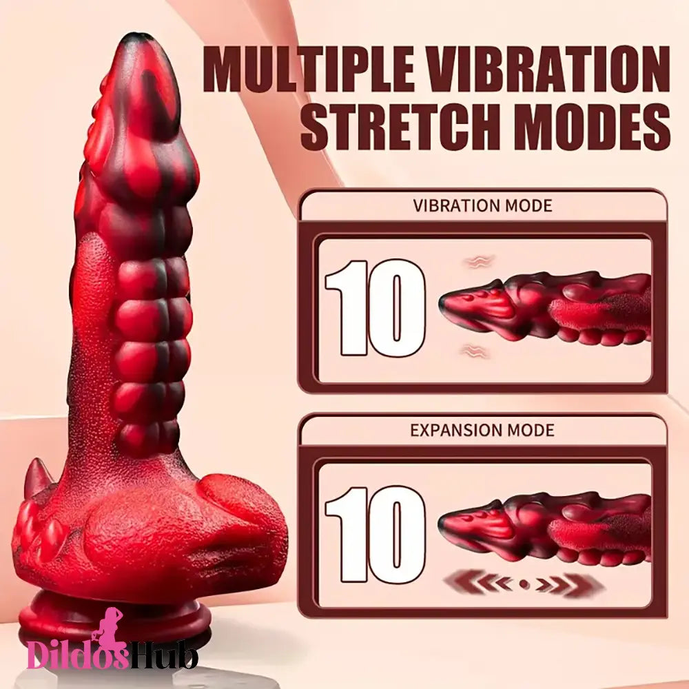 7.68in Telescopic Heating Vibrating Dragon Silicone Soft Auto Odd Alien Dildo