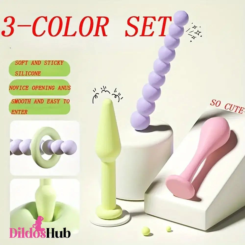 3.62in 4.57in 5.16in Small Anal Beads Soft Silicone Butt Plug Feels Like Dildo