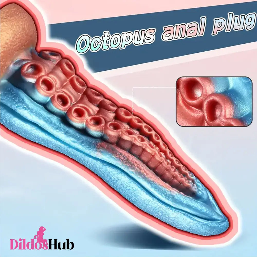 7.8in Soft Silicone Octopus Tentacle Suction Cup Dildo For G-Spot Intimate