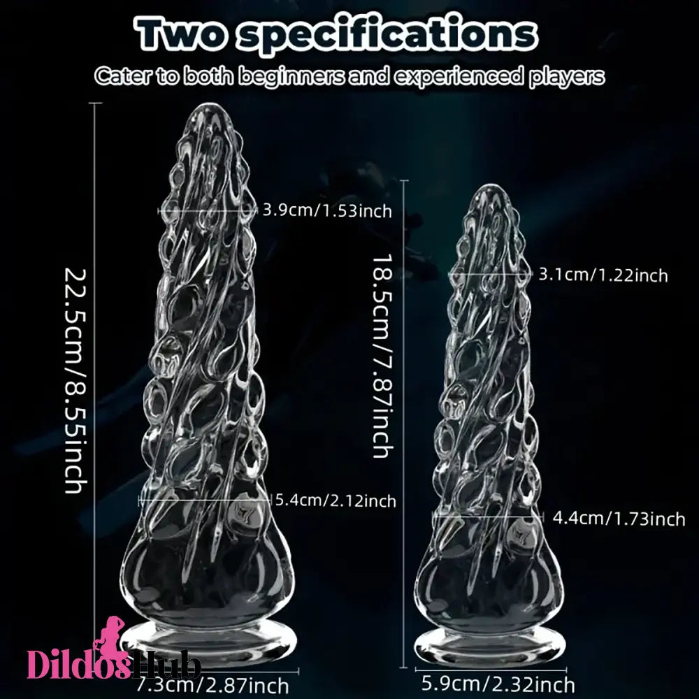 7.87in 8.55in Spiked Clear Black Big Dildo For Women Men Lifelike Sex Toy