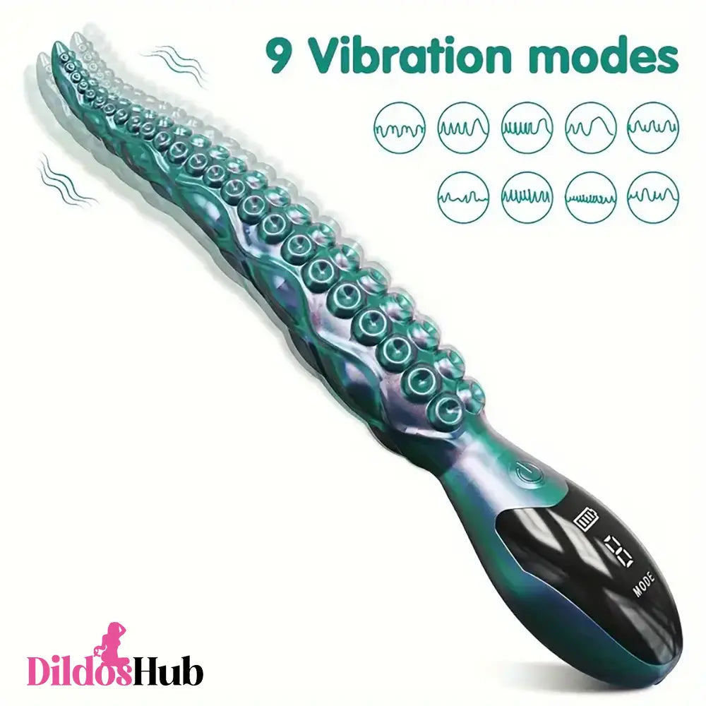 10.6in Octopus Tentacle Clitoral Vibrating Monster LED Display Big Cock Dildo