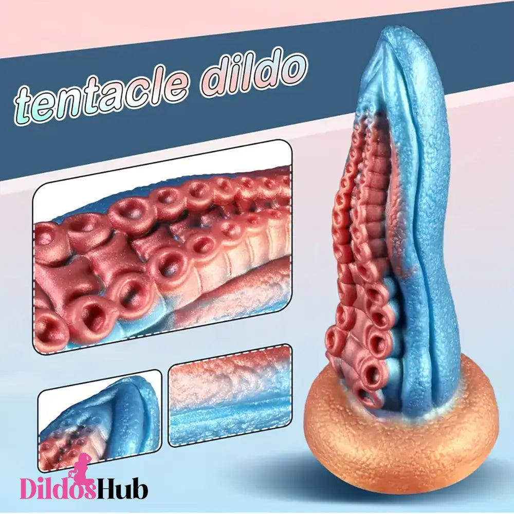 7.8in Soft Silicone Octopus Tentacle Suction Cup Dildo For G-Spot Intimate