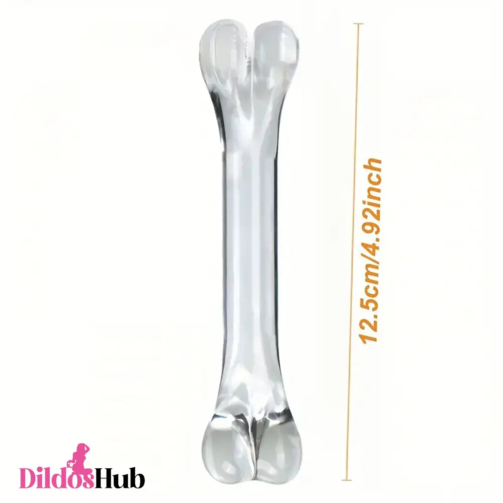 4.92in 6.69in Double-Headed Clear Transparent Glass Anal Plug Cock Dildo