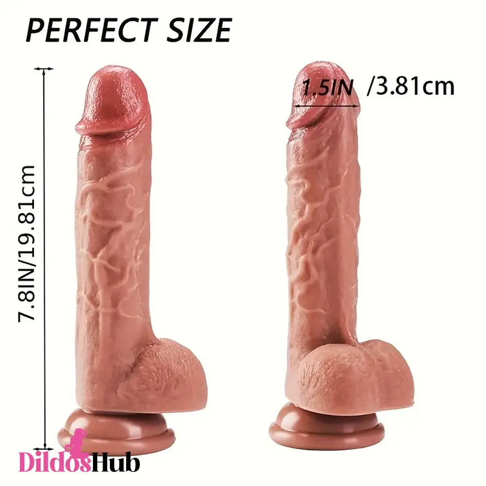 7.8in Soft Silicone Lifelike Penis Real Dildo For G-Spot Anal Stimulation Cock