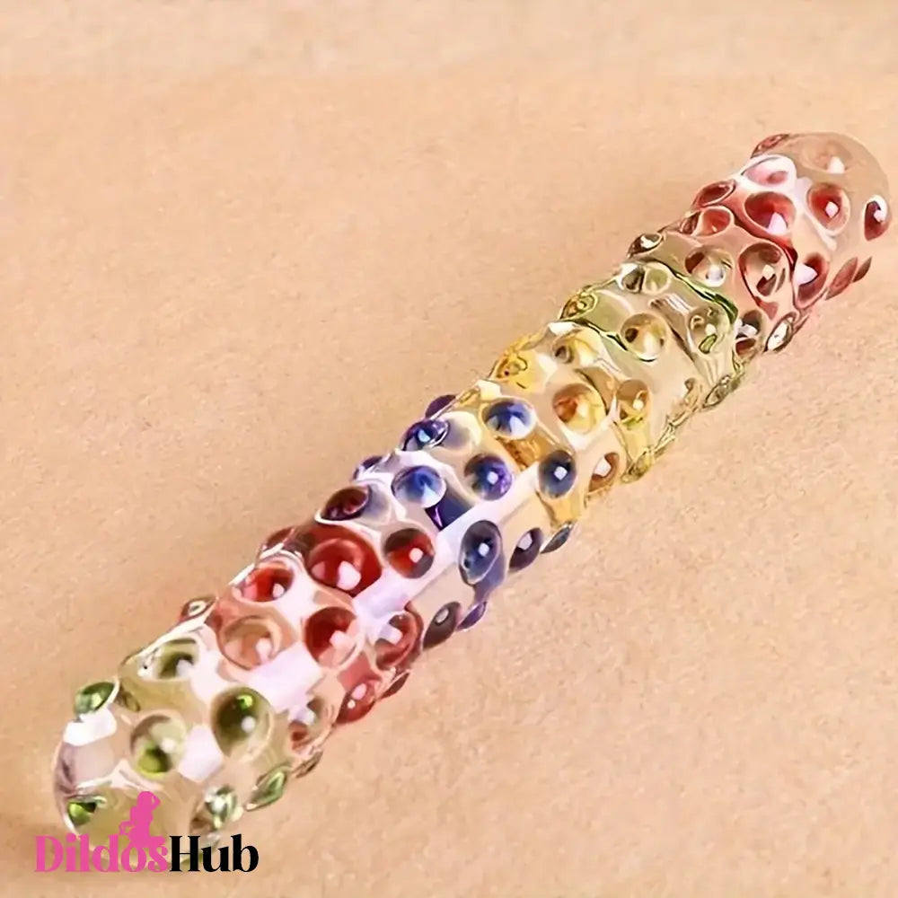 6.89in Glazed Spiked Glass Penis Massage Wand Dildo For Cock Massage