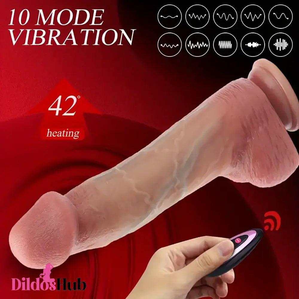 9.84in Vibrating Heating Thrusting Remote Control Lifelike Big Safe Liquid Dildo