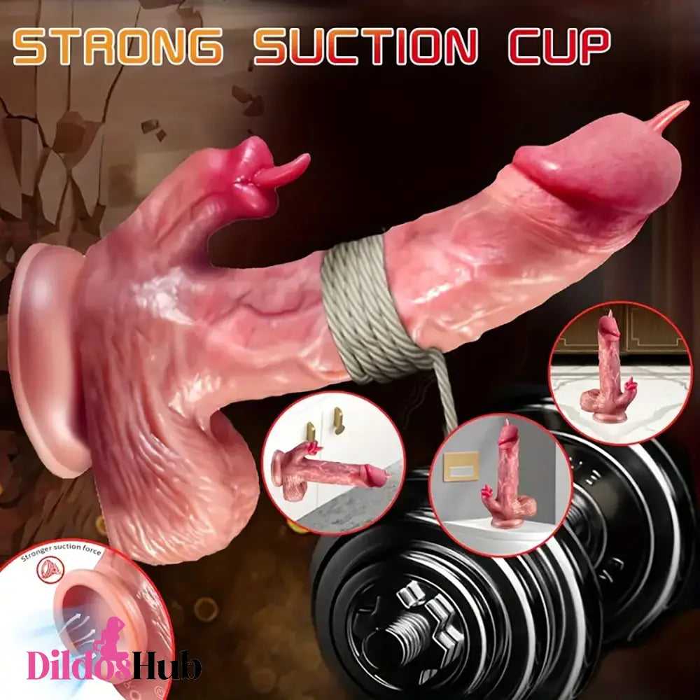 7.87in 4in1 Real Thrusting Intense Vibrating Heating Auto Licking Safe Dildo