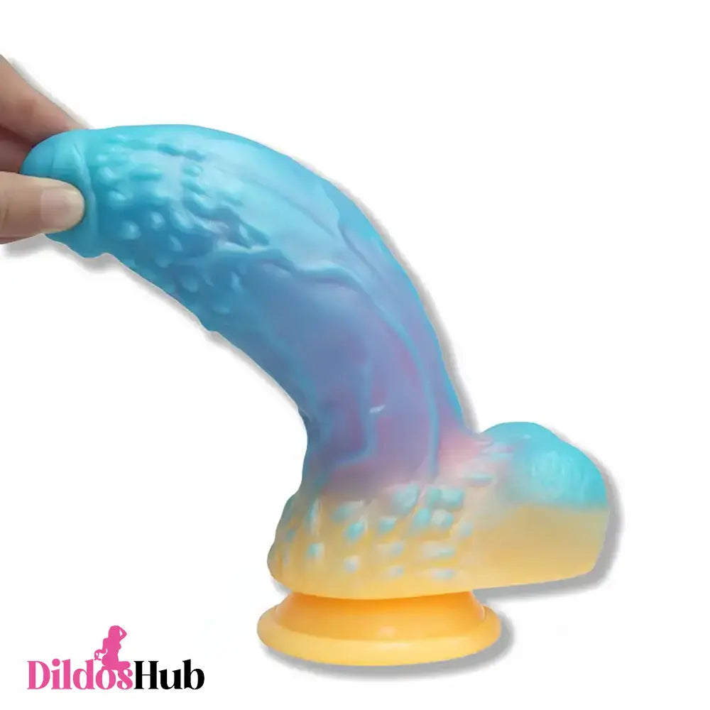 6.92in Glow-in-the-Dark Realistic Silicone Soft Uncut Colorful Feature Dildo
