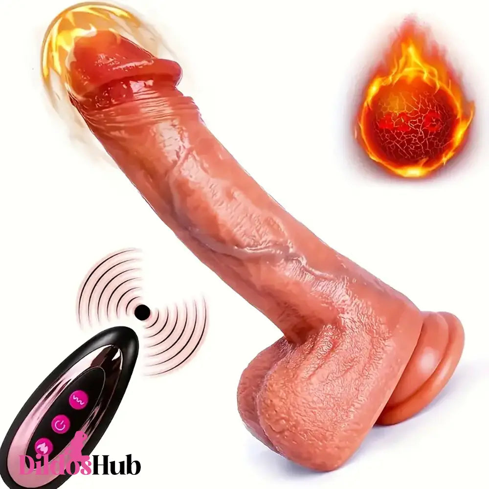 9in Lifelike Thrusting Rotation Vibrating Heating Silicone Big Feature Dildo