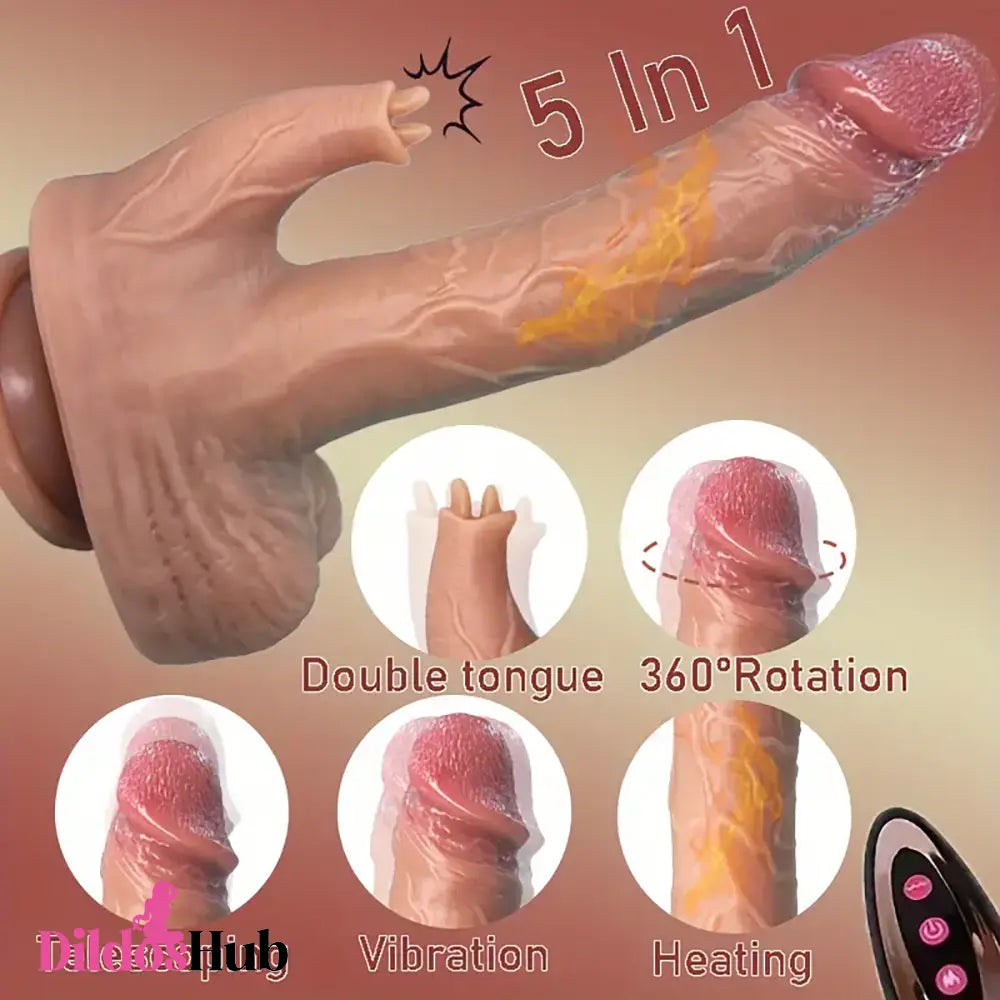 9in Real Thrusting Intense Vibrating Heating Auto Silicone Big Safe Liquid Dildo