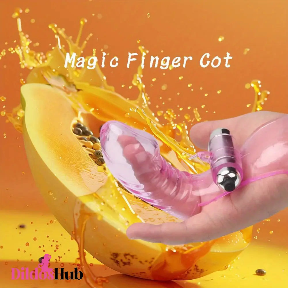 6.29in Vibrating Middle Finger Sleeve Cock Soft Jelly Crystal Female Dildo