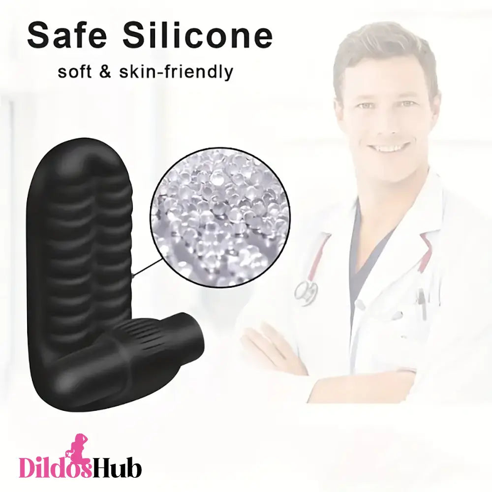 3.74in Mini Finger Black Vibrating Dildo With Bullet Sex Toy Female Vibrator