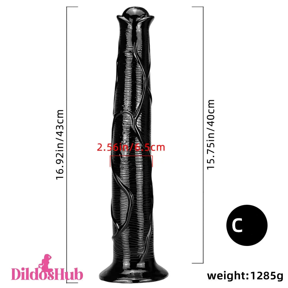 10.23in 12.6in 16.92in Big Long Black Real Feeling Horse Cock Animal Dildo - Dildos Hub