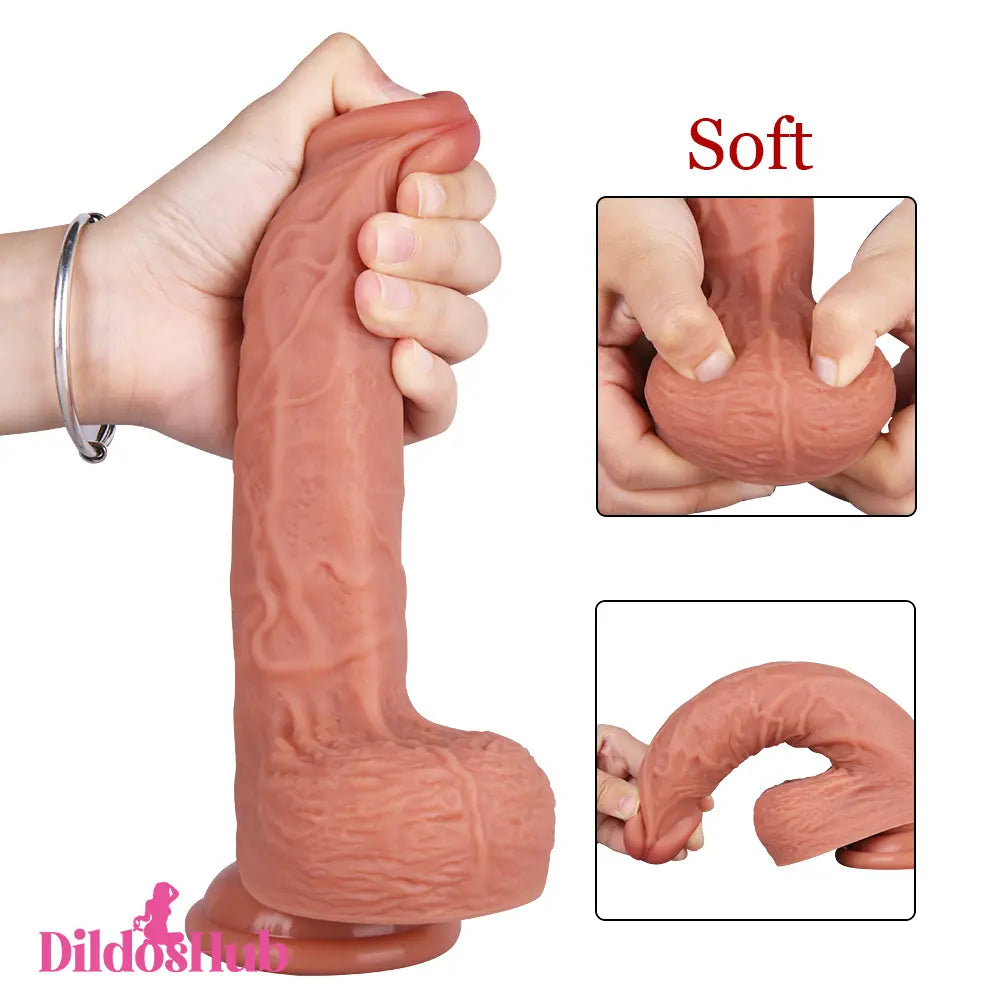 8.46in Real Penis Sex Toy Soft Silicone Big Dildo For G spot Stimulation - Dildos Hub