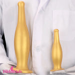 6.7in 11.41in Gold Beer Bottle Silicone Soft Big Anal Vaginal Butt Plug Dildo - Dildos Hub