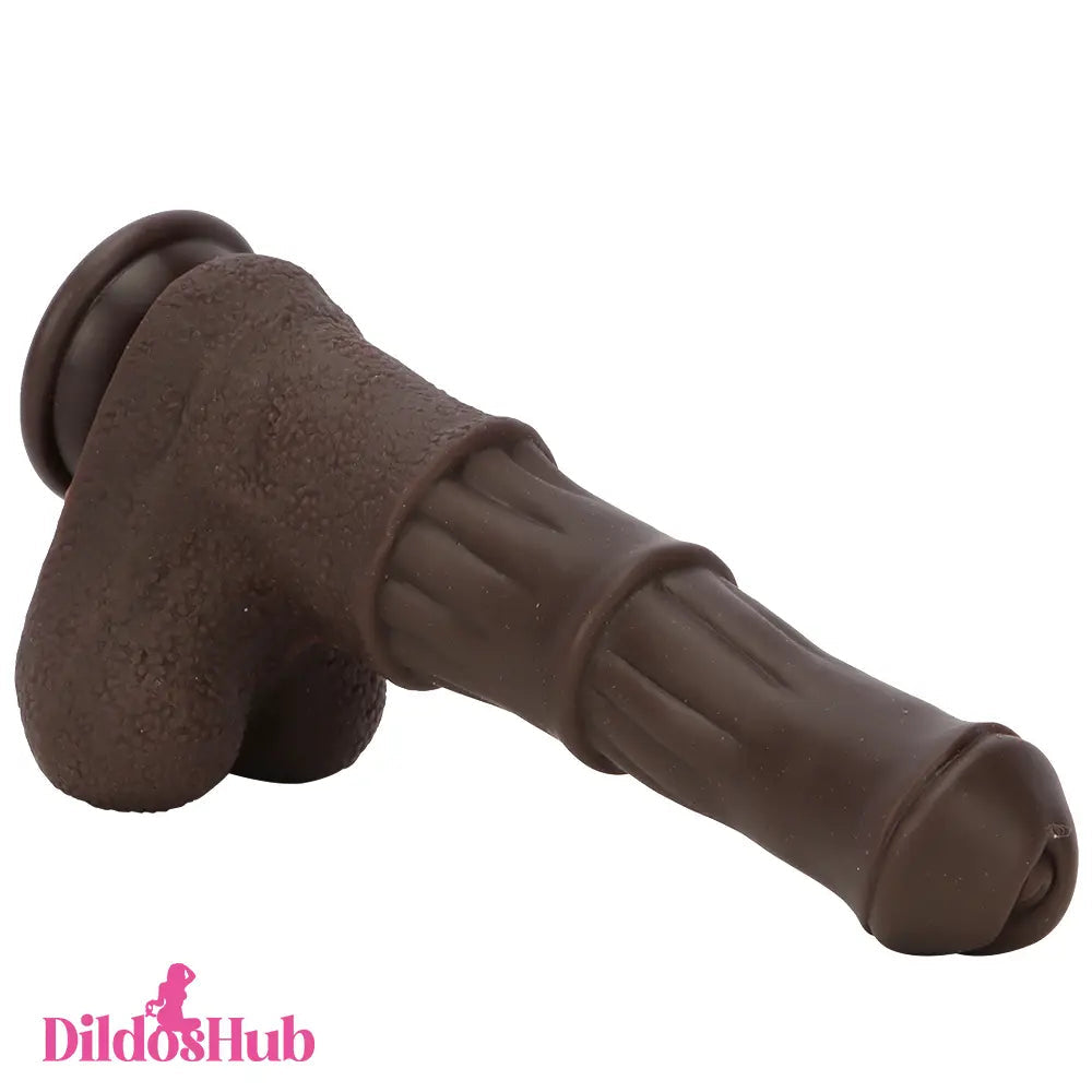 9.05in Ebony 4in1 Heating Thrusting Vibrating Rotation Remote Horse Dildo Dildos Hub