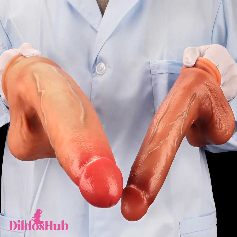 9.25in 10.03in 13in Soft Silicone Big Lifelike Dual Density Dildo Anal Toy - Dildos Hub