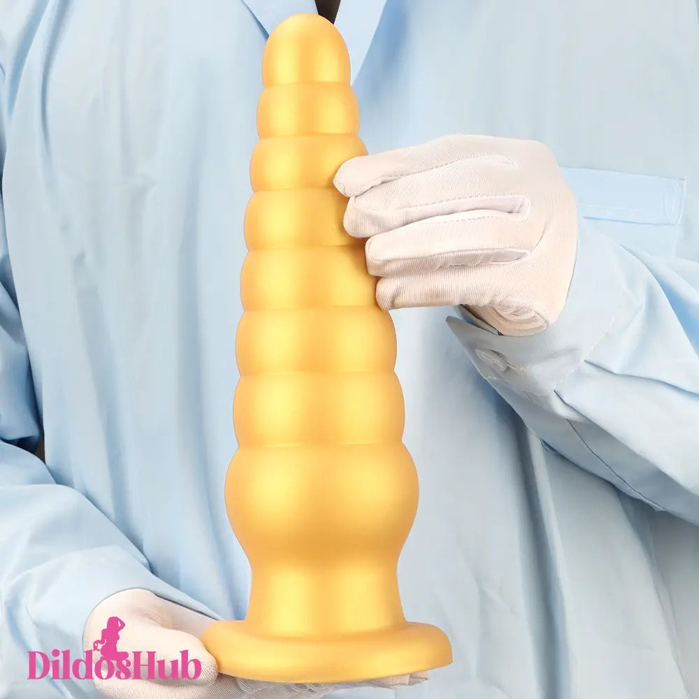 10.63in Soft Silicone Big Gold Butt Plug Dildo For Anal Clit Love Sex Toy Dildos Hub