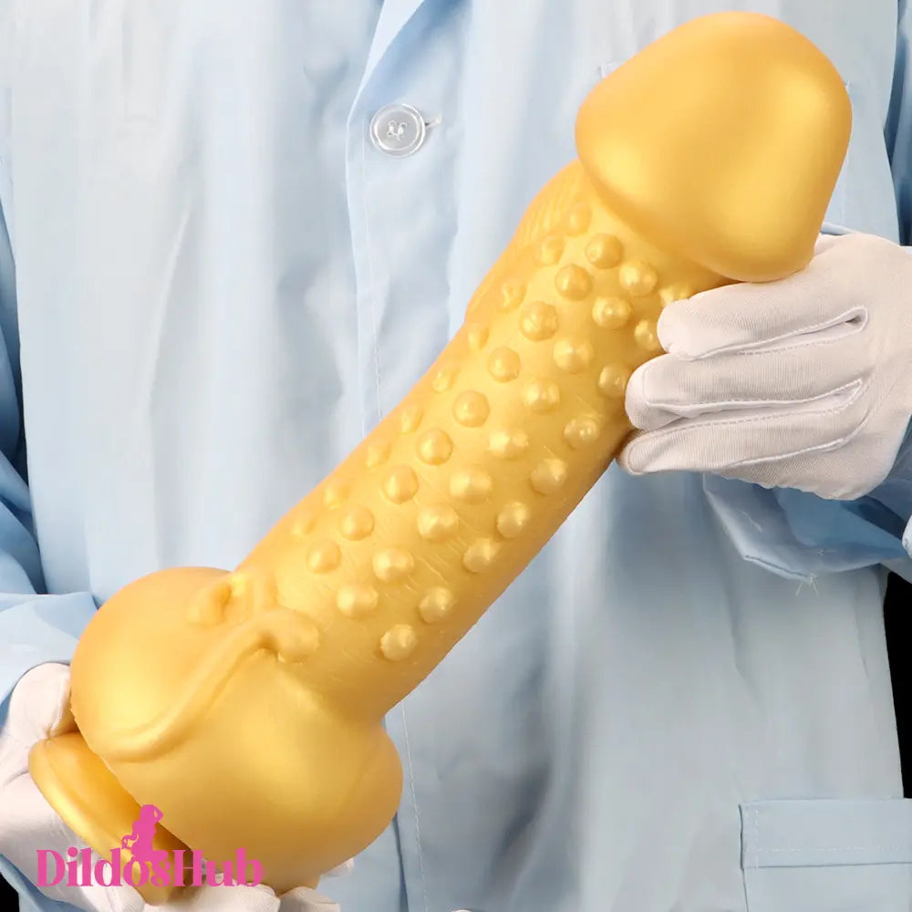 11.8in Liquid Huge Soft Silicone Fantasy Thick Gold Anal Female Dildo Dildos Hub