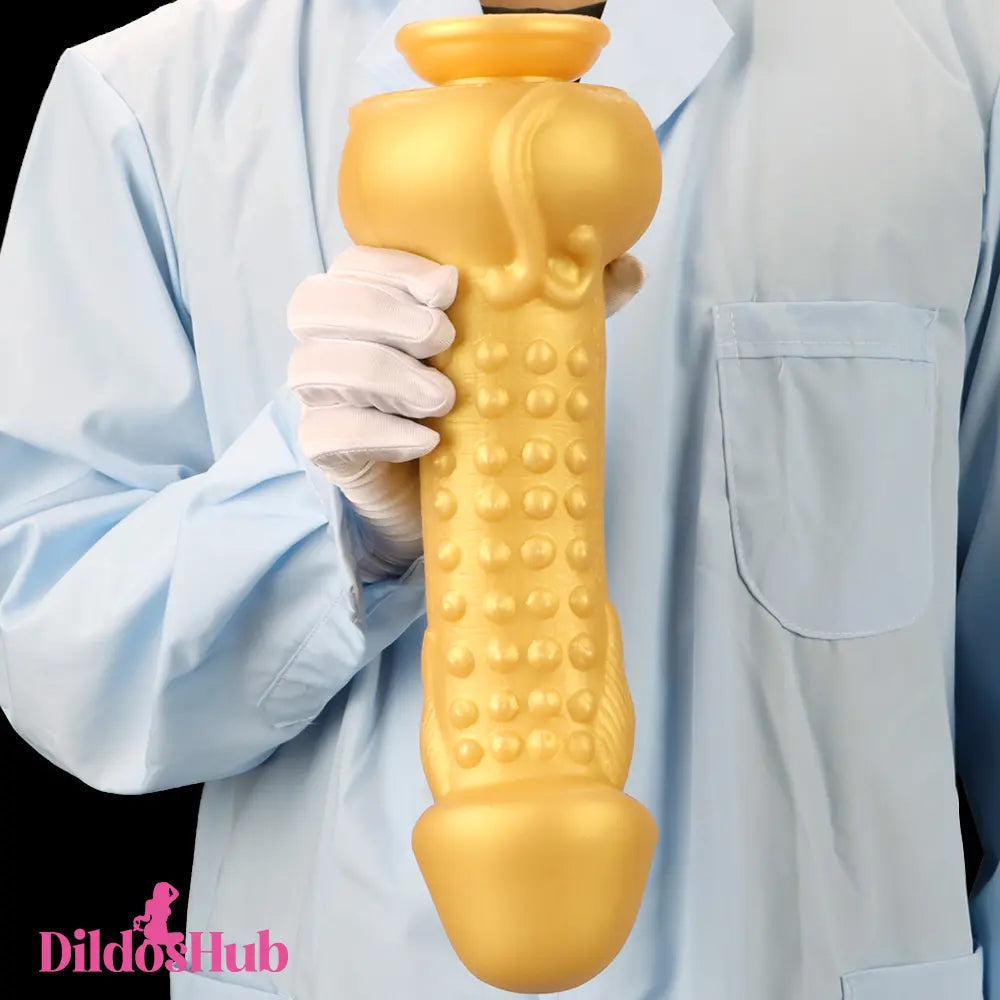 11.8in Liquid Huge Soft Silicone Fantasy Thick Gold Anal Female Dildo Dildos Hub