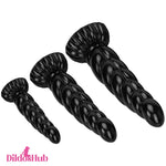 5.51in 7.87in 10.23in Spiral Black Butt Plug Male Female Suction Cup Dildo - Dildos Hub