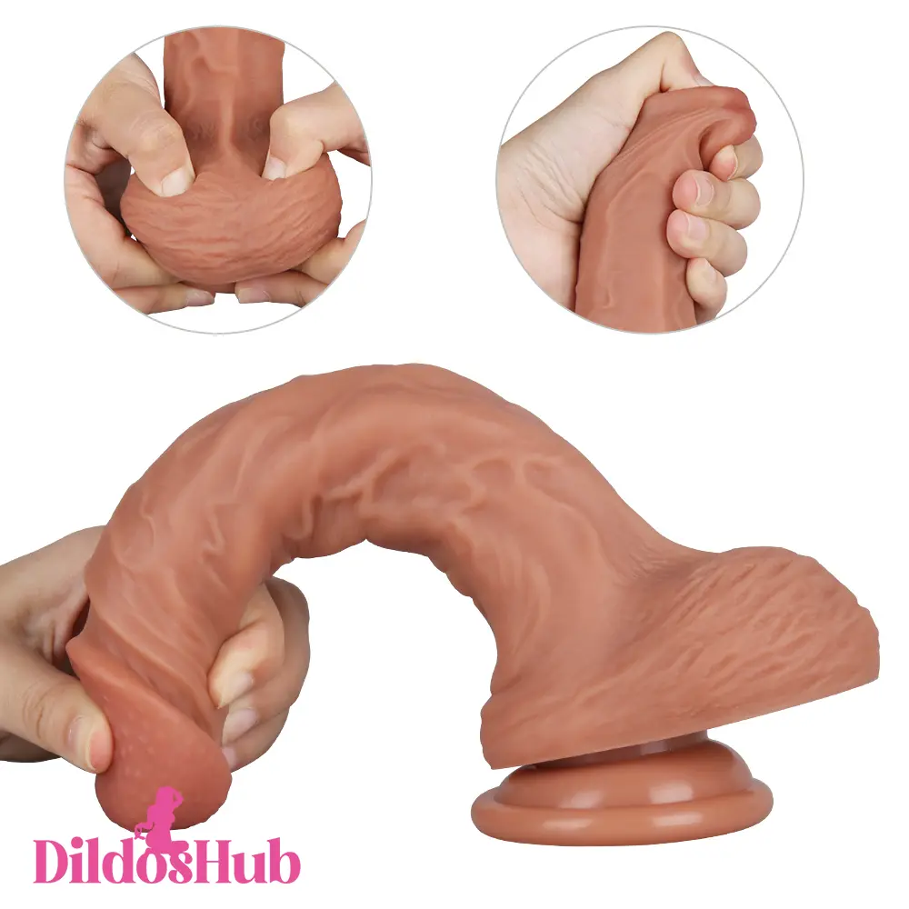 9.45in Double Density Lifelike Soft Silicone Dildo For Vaginal Masturbation - Dildos Hub
