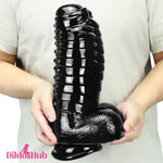 11.8in Big Black Thick Wide Spiked Uncut Fantasy Dildo For G-Spot Sex - Dildos Hub