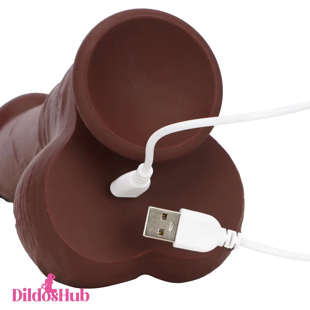 8.85in 3in1 Intelligent Heating Thrusting Vibrating Automatic Ebony Dildo Dildos Hub