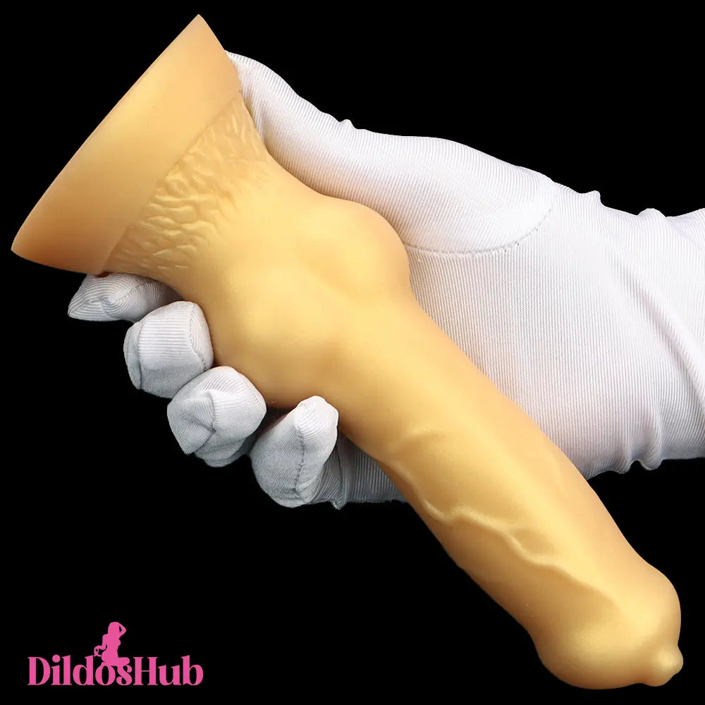 3.81in 7.48in Gold Silicone Soft Small Dog Dildo For Vaginal Masturbator - Dildos Hub
