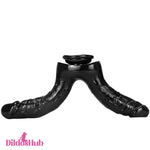 5.51in 5.9in 6.5in 9.44in Big Black Real Feeling PVC Dual Ended Dildo - Dildos Hub