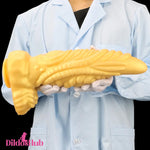 14.56in Gold Liquid Large Soft Long Fantasy Silicone Male Female Dildo Dildos Hub