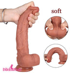10.04in Skin Feeling Real Soft Dildo Female Adult Toy With Sucker Dildos Hub