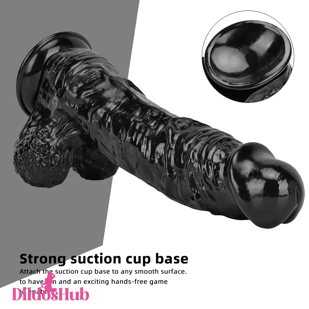 12.2in Super Big Thick Realistic Black Dildo BDSM Sex Toy For Women - Dildos Hub