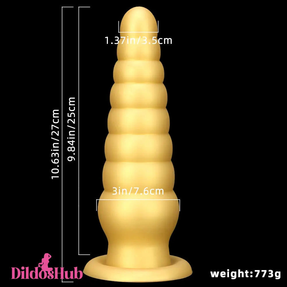 10.63in Soft Silicone Big Gold Butt Plug Dildo For Anal Clit Love Sex Toy Dildos Hub