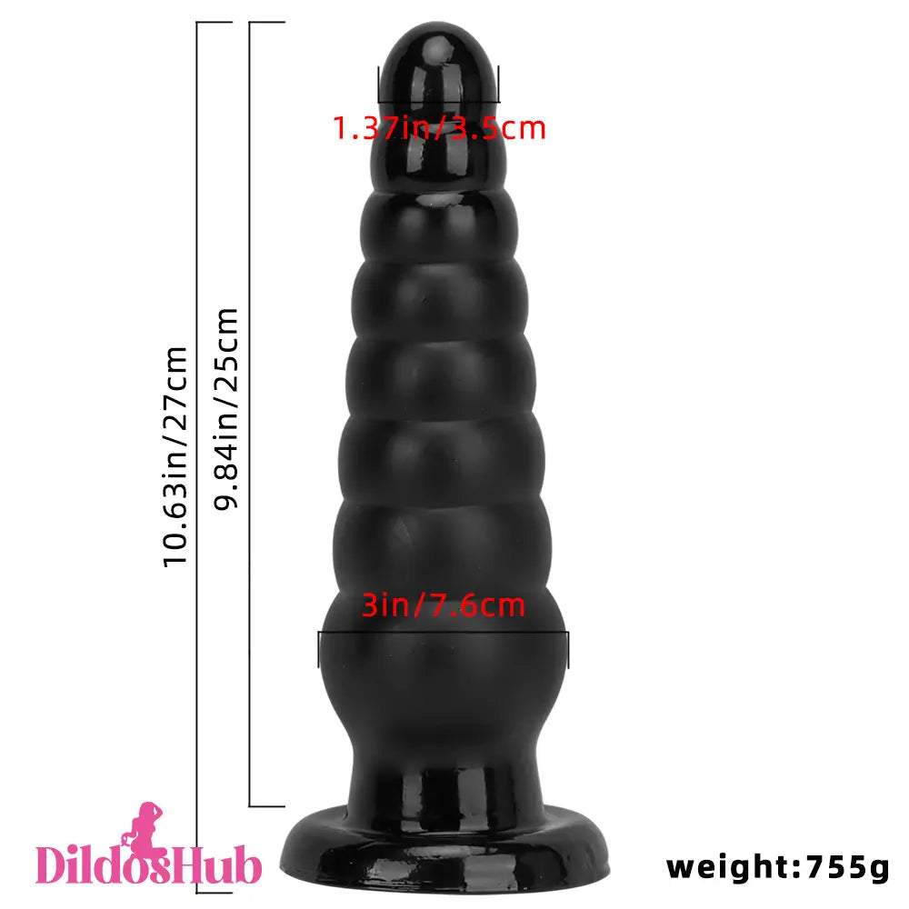 10.63in Realistic Big Silicone Black Dildo Butt Plug For G-spot Simulation Dildos Hub