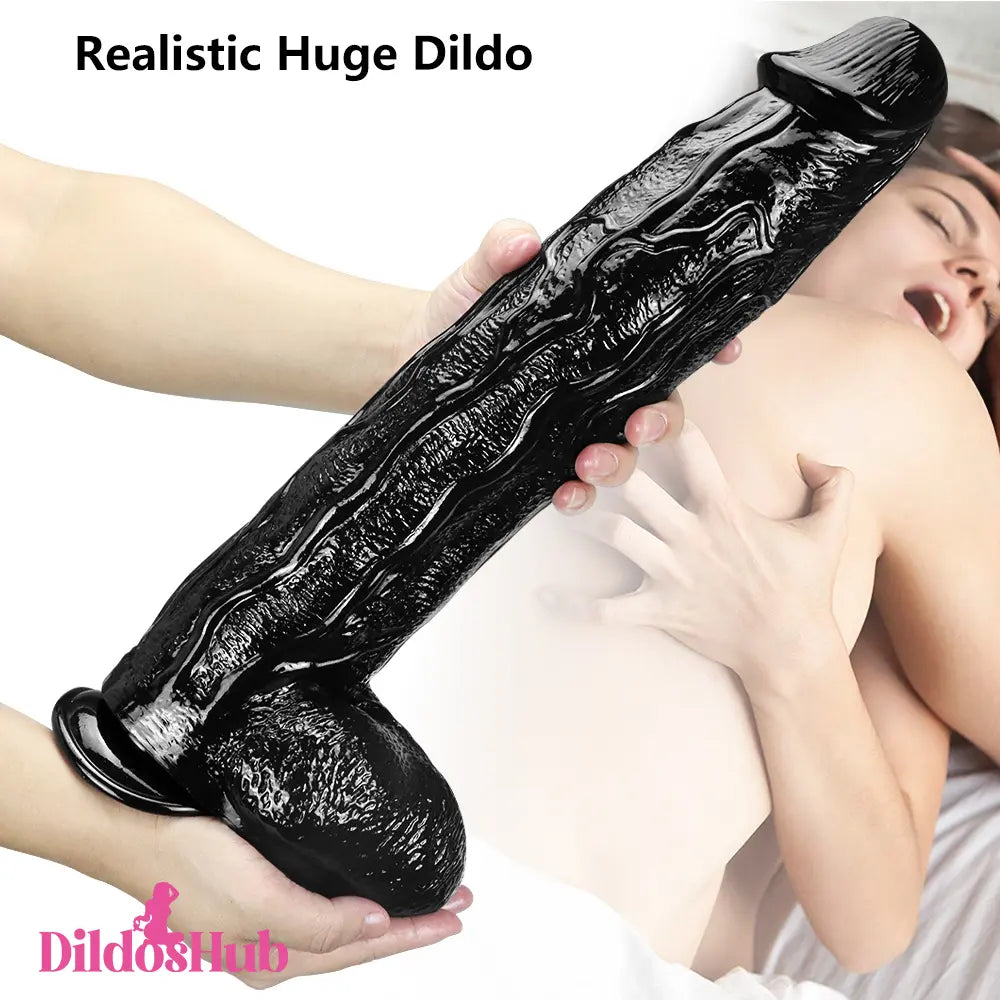 16.53in Big Black Thick Wide Real Long Dildo For G-Spot Stimulation - Dildos Hub