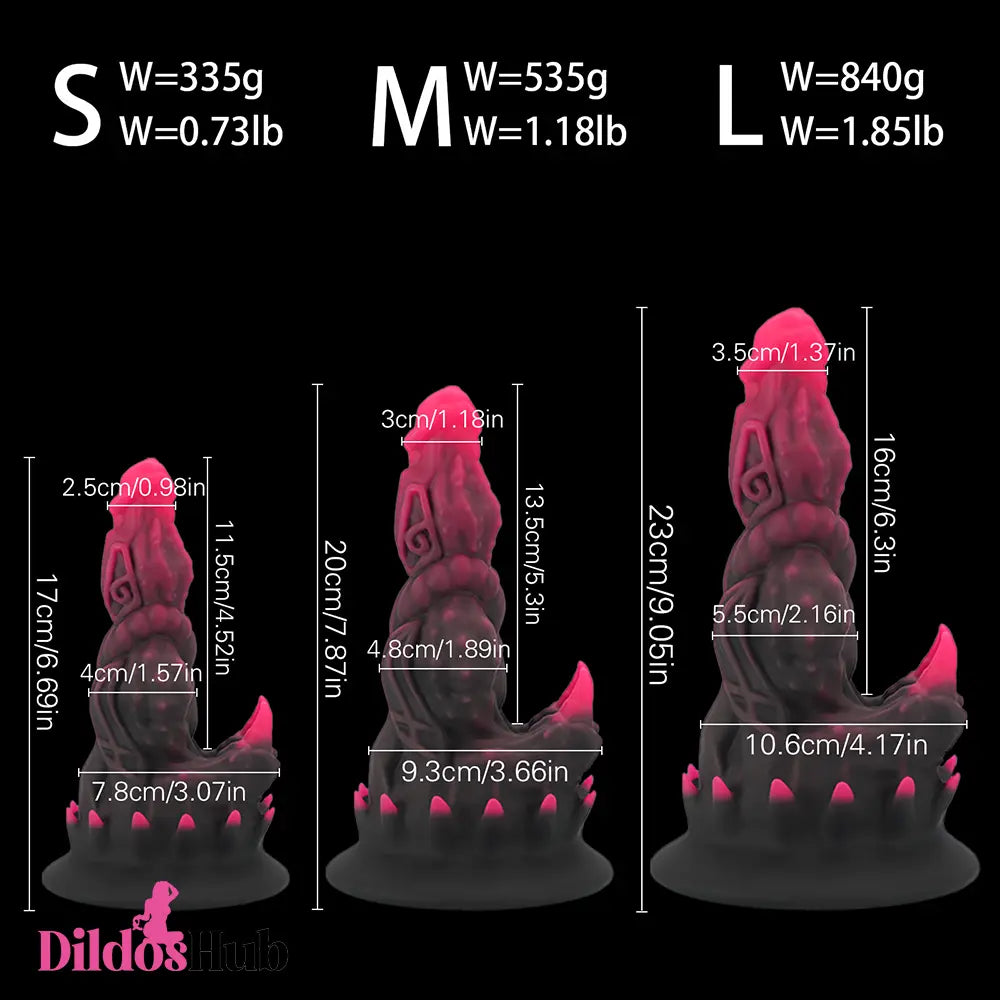 6.69in 7.87in 9.05in Fantasy Big Monster Spiked Silicone Soft Weird Dildo