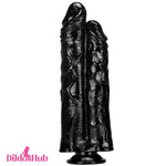 5.51in 5.9in 6.5in 9.44in Big Black Real Feeling PVC Dual Ended Dildo - Dildos Hub