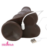 9.05in Ebony 4in1 Heating Thrusting Vibrating Rotation Remote Horse Dildo Dildos Hub