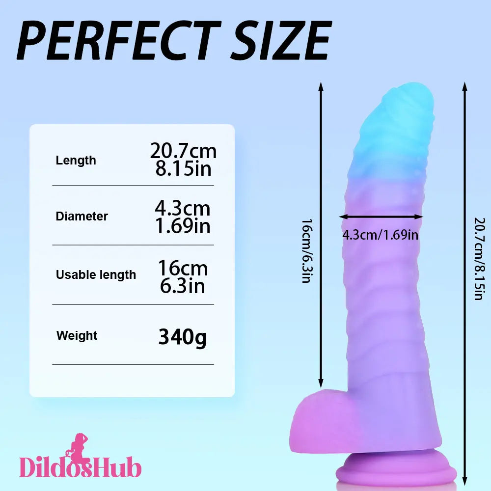 8.15in 9.06in Mixed Color Silicone Gradient Big Soft Odd Dildo For Men Toy Dildos Hub