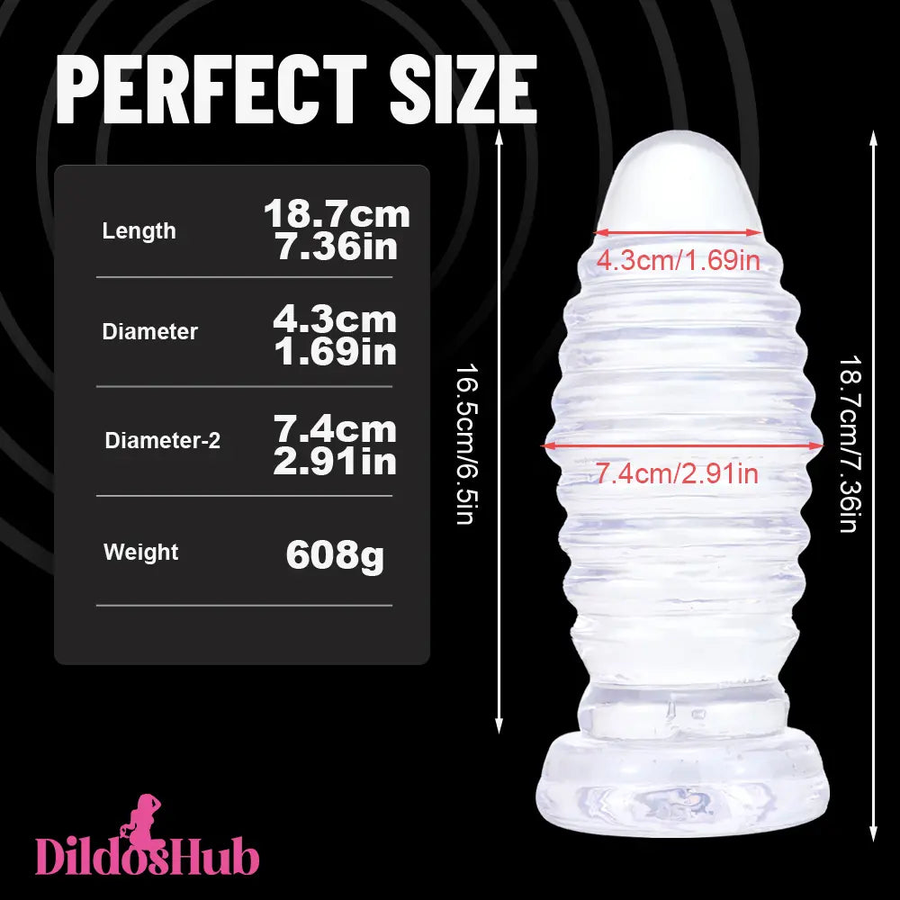 7.36in Thick Butt Plug Dildo With Suction Cup Sex Toy For Women Men - Dildos Hub