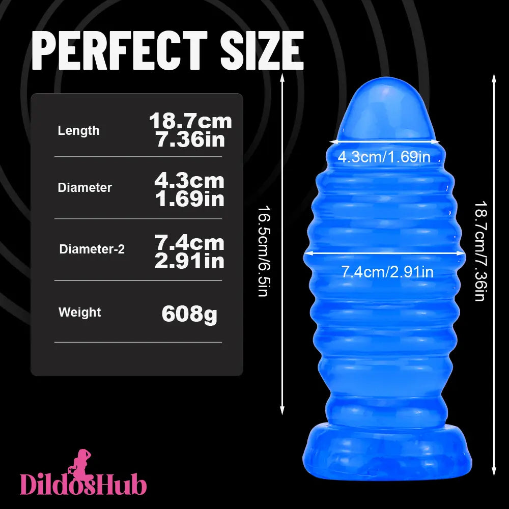 7.36in Thick Butt Plug Dildo With Suction Cup Sex Toy For Women Men - Dildos Hub