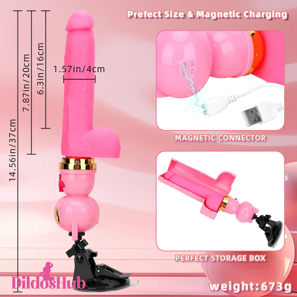 7.87in Cat Warming Thrusting Vibrating Remote Dildo Fucking Machine Dildos Hub