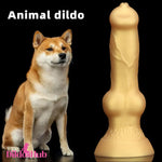 3.81in 7.48in Gold Silicone Soft Small Dog Dildo For Vaginal Masturbator - Dildos Hub