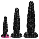 5.51in 7.87in 10.23in Spiral Black Butt Plug Male Female Suction Cup Dildo - Dildos Hub